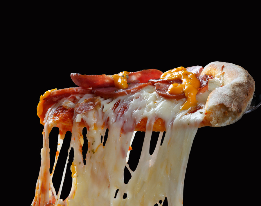 Pizza slice melted cheese